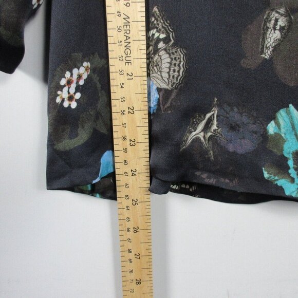 Club Monaco Lillian Butterfly Floral Blouse Women's Medium Black Casual 134 - Picture 8 of 9